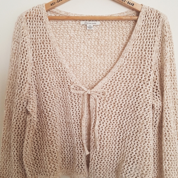 American Eagle Chenille Tie Front Cardigan - Picture 2 of 4